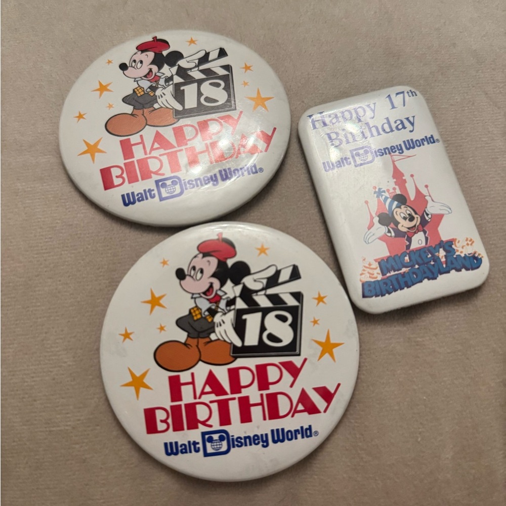 Vintage Disney / Mickey birthday metal pins